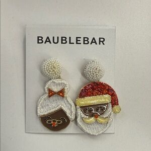 BaubleBar Festive Santa and Snowman Earrings - Red, White, Gold
